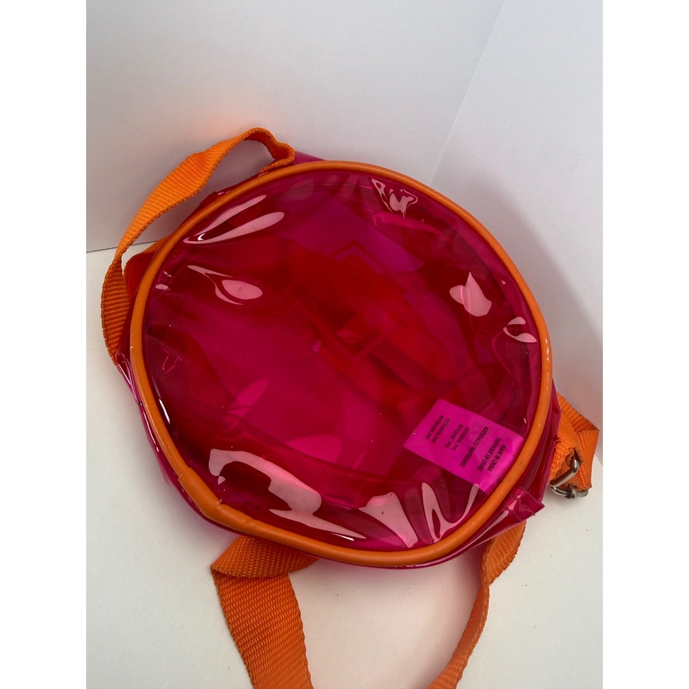 Fila Mini Backpack Pink Clear PVC Round Festival Bag Orange Straps See Through - Picture 2 of 5